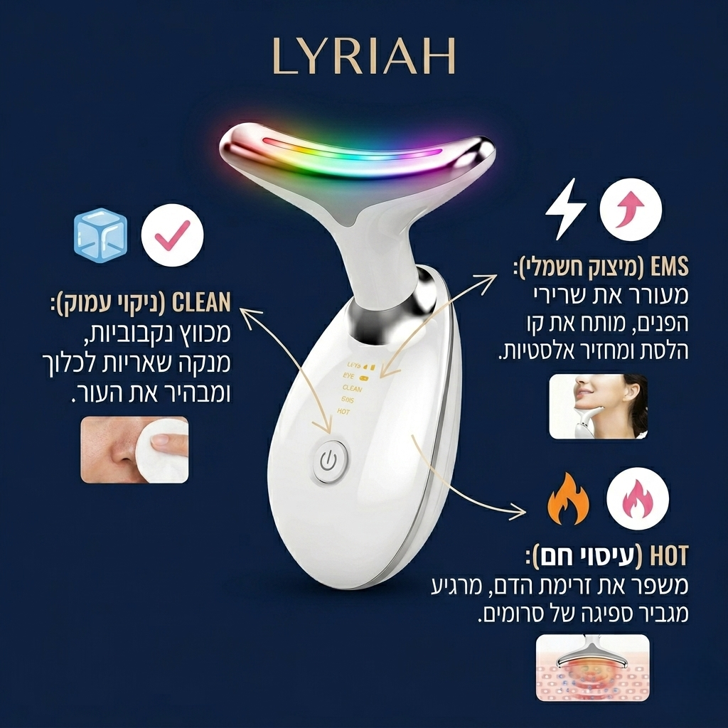 מכשיר פוטון 7 צבעים להרמת ומיצוק עור הפנים והצוואר