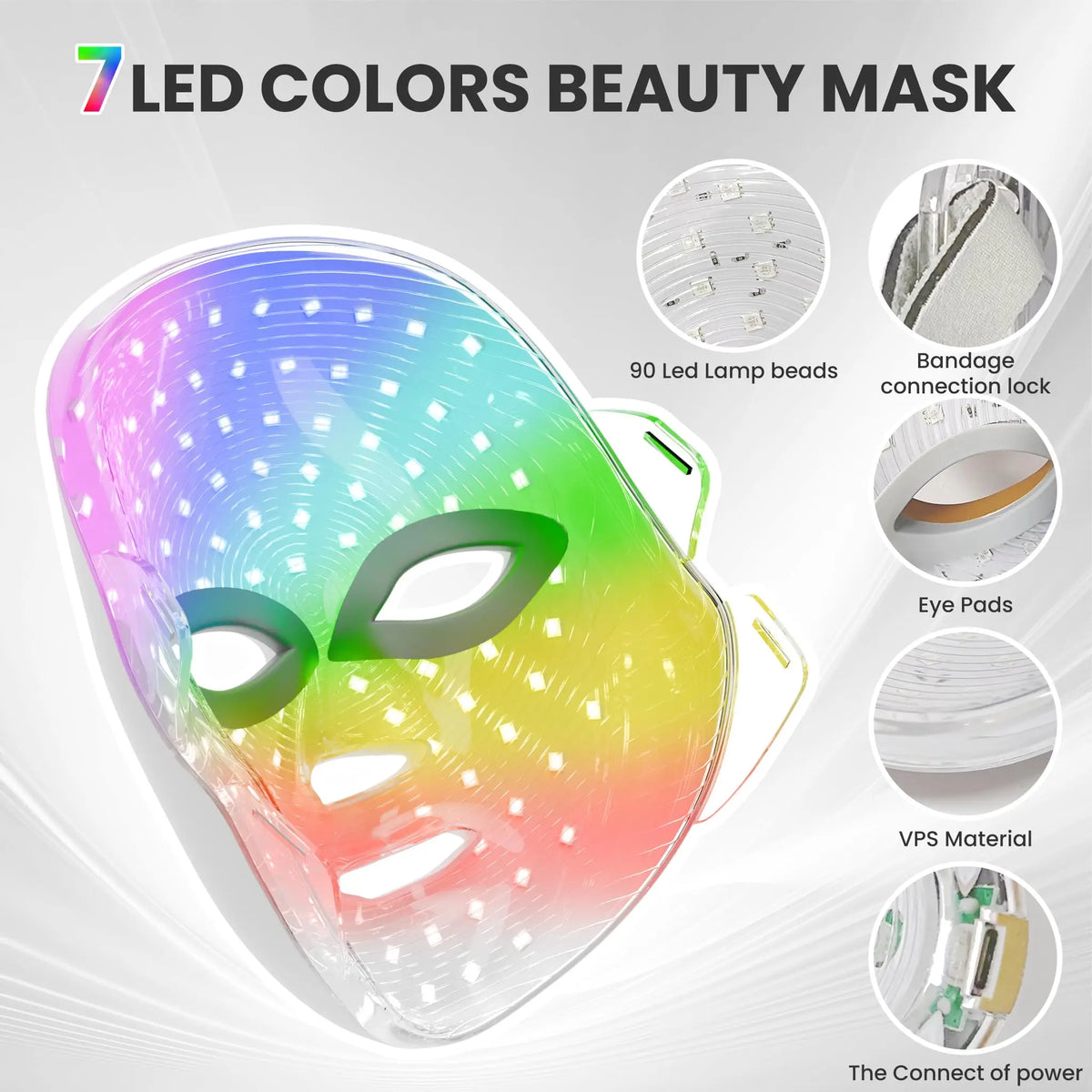 מסכת LED לפנים 7 צבעים - טיפול אור לחידוש, הרמה והלבנת העור