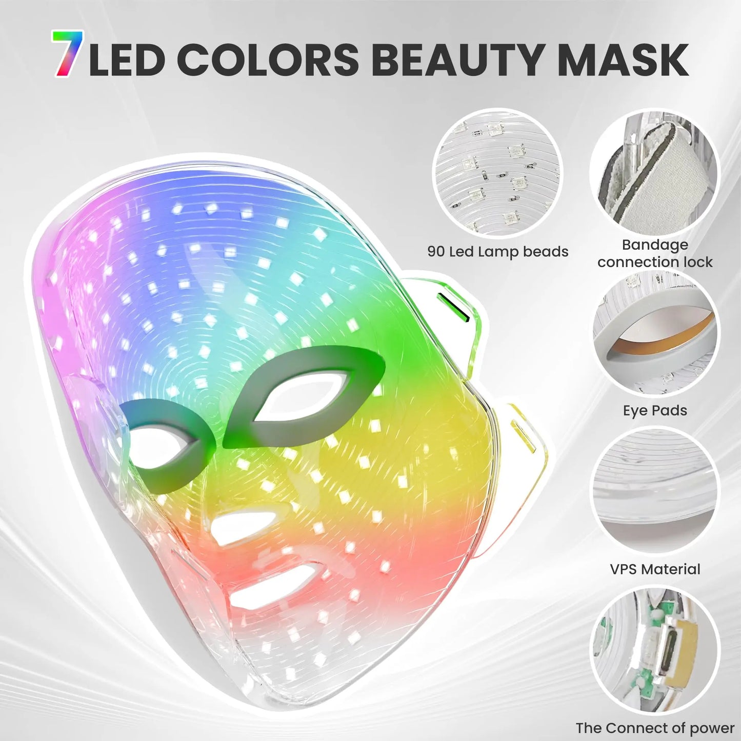 מסכת LED לפנים 7 צבעים - טיפול אור לחידוש, הרמה והלבנת העור